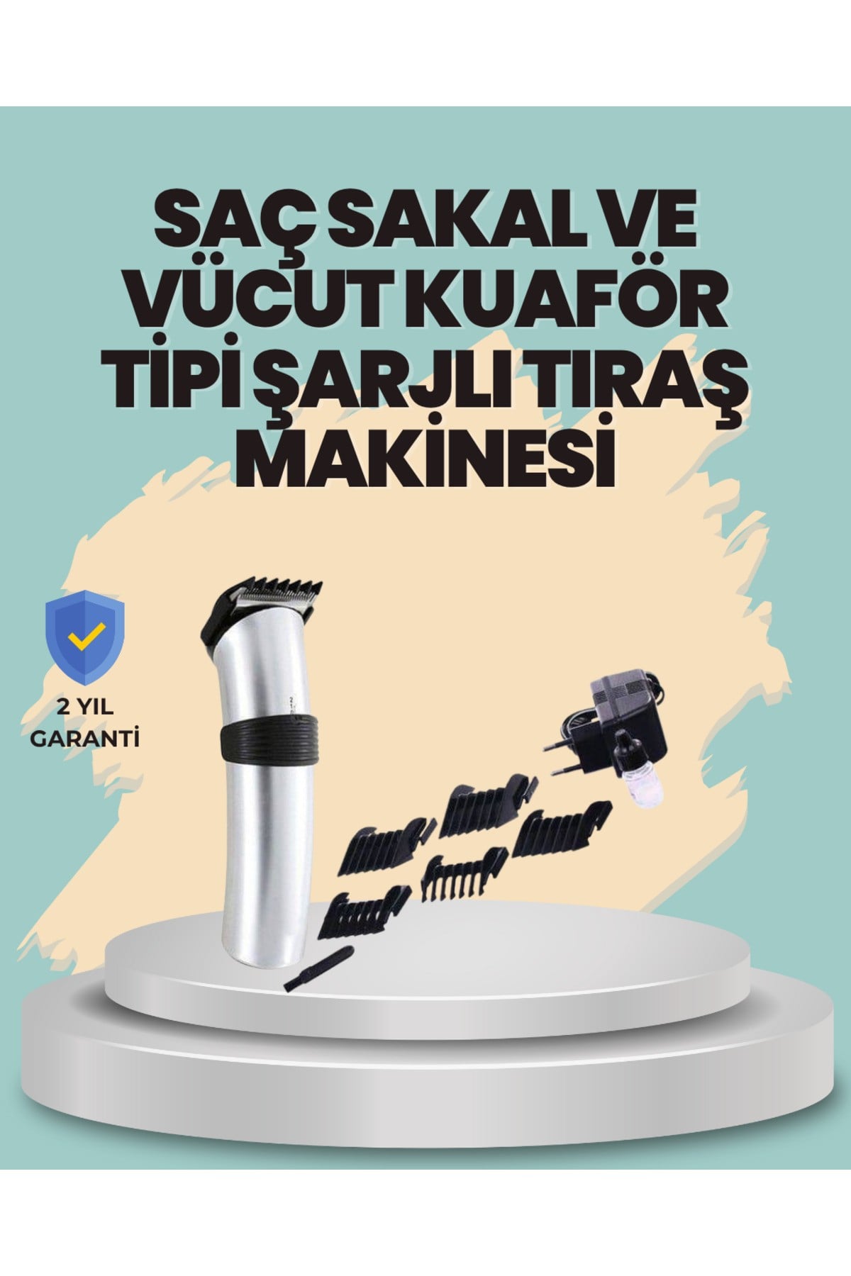 Profesyonel Erkek Tıraş Makinesi – Kablosuz, Paslanmaz Bıçaklı ve Tam Aksesuar