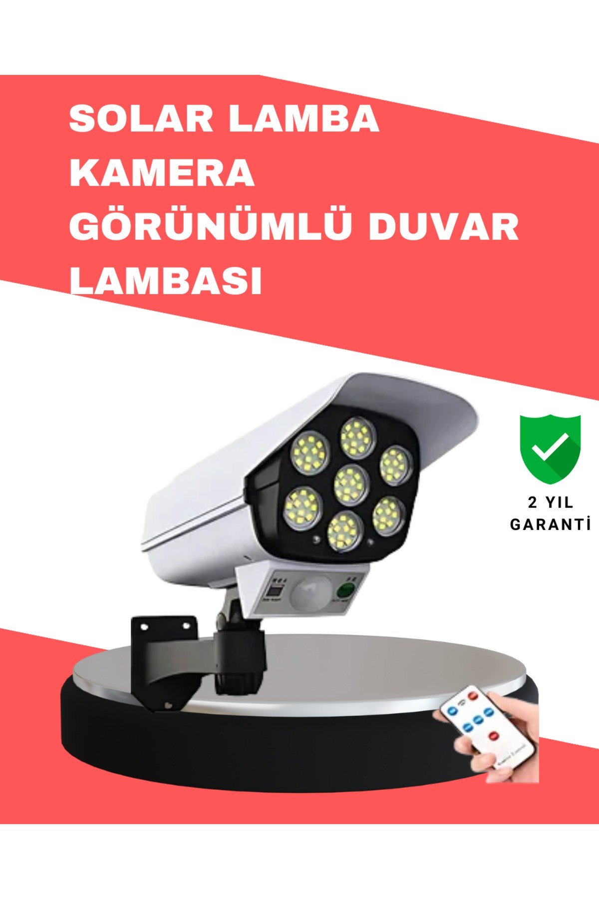 PVC+PC Malzemeli, 2'si 1 Arada Güvenlik Lambası – Ayarlanabilir Başlık ve Panel Açısı