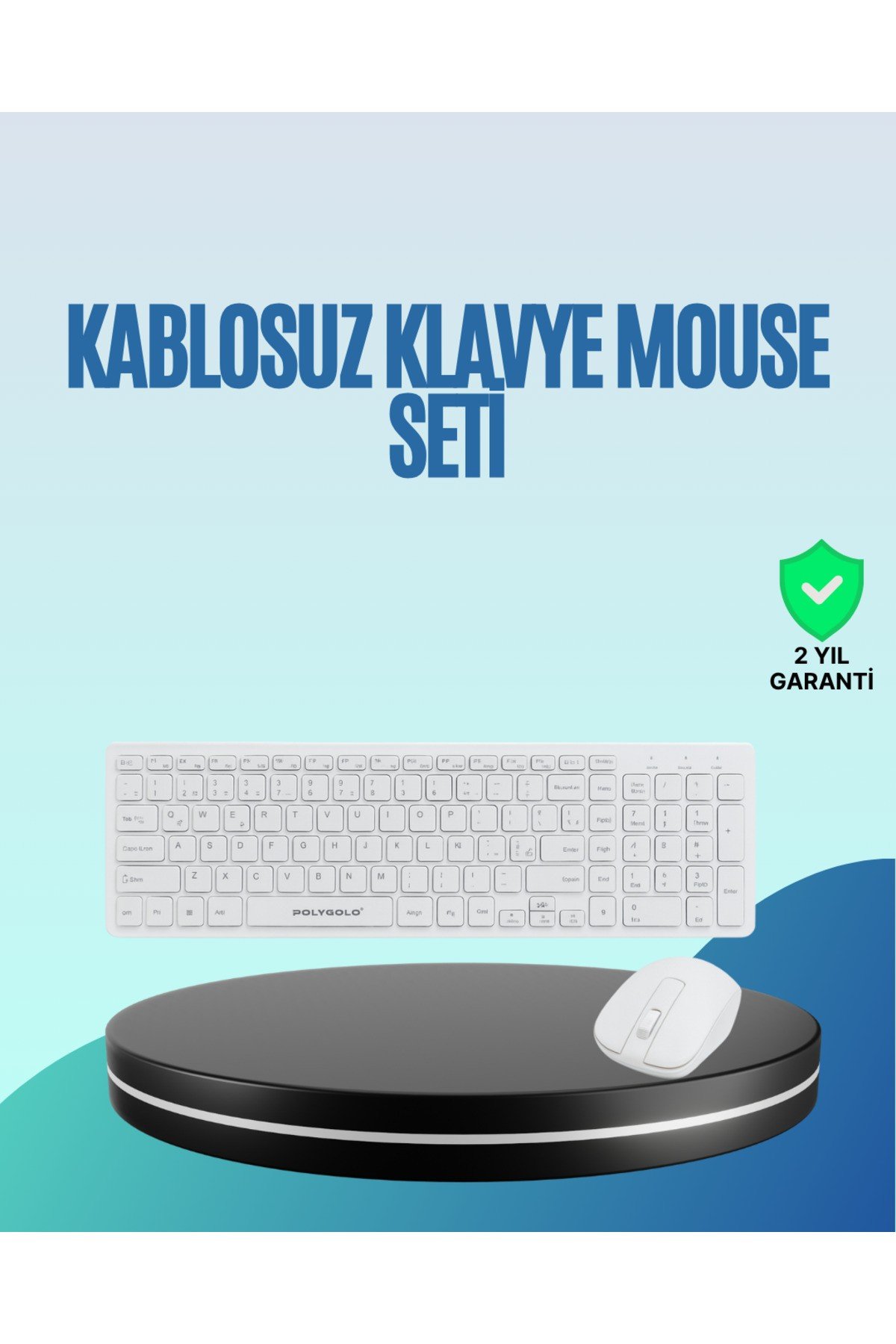 Q Klavye Beyaz Klavye Ve Mouse Seti Kablosuz USB Girişli