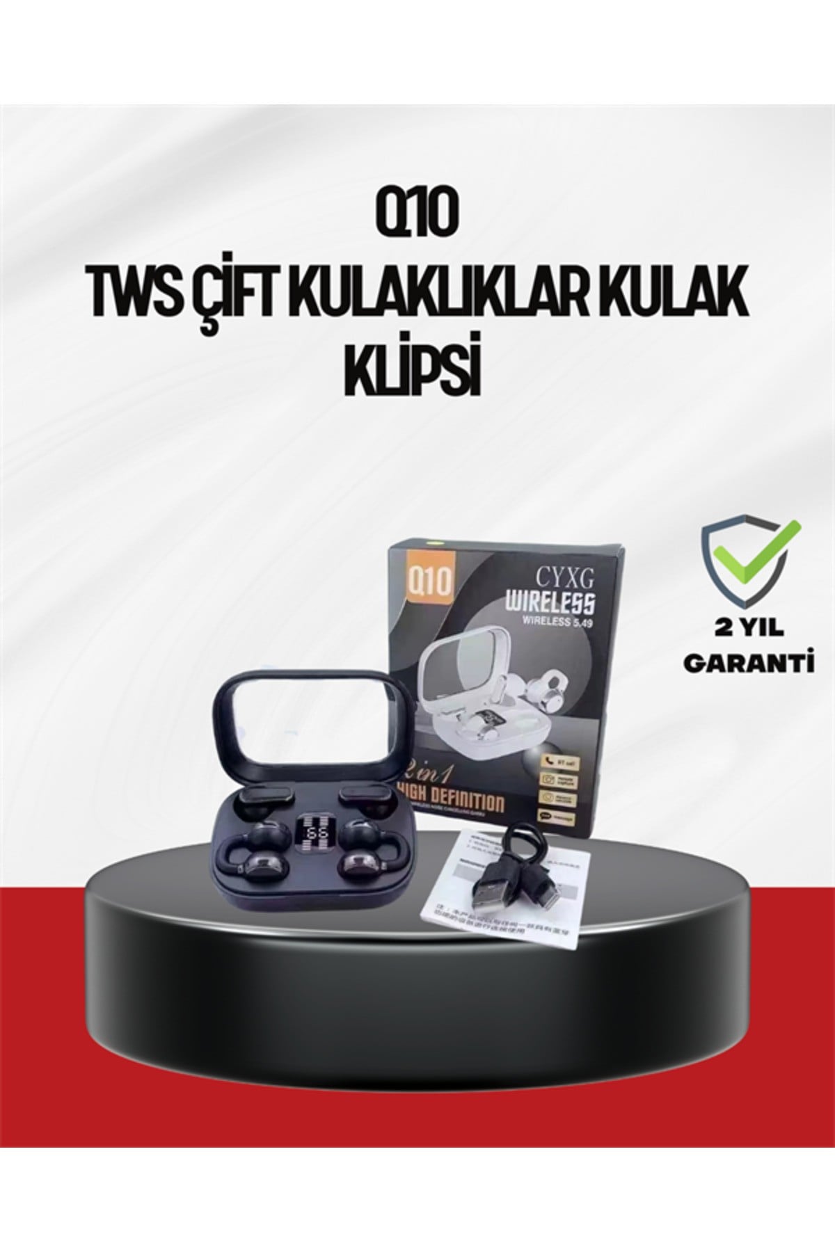 Q10 Dokunmatik Bluetooth Kulaklık – 6 Saat Müzik, Çift Dil, Hızlı Şarj
