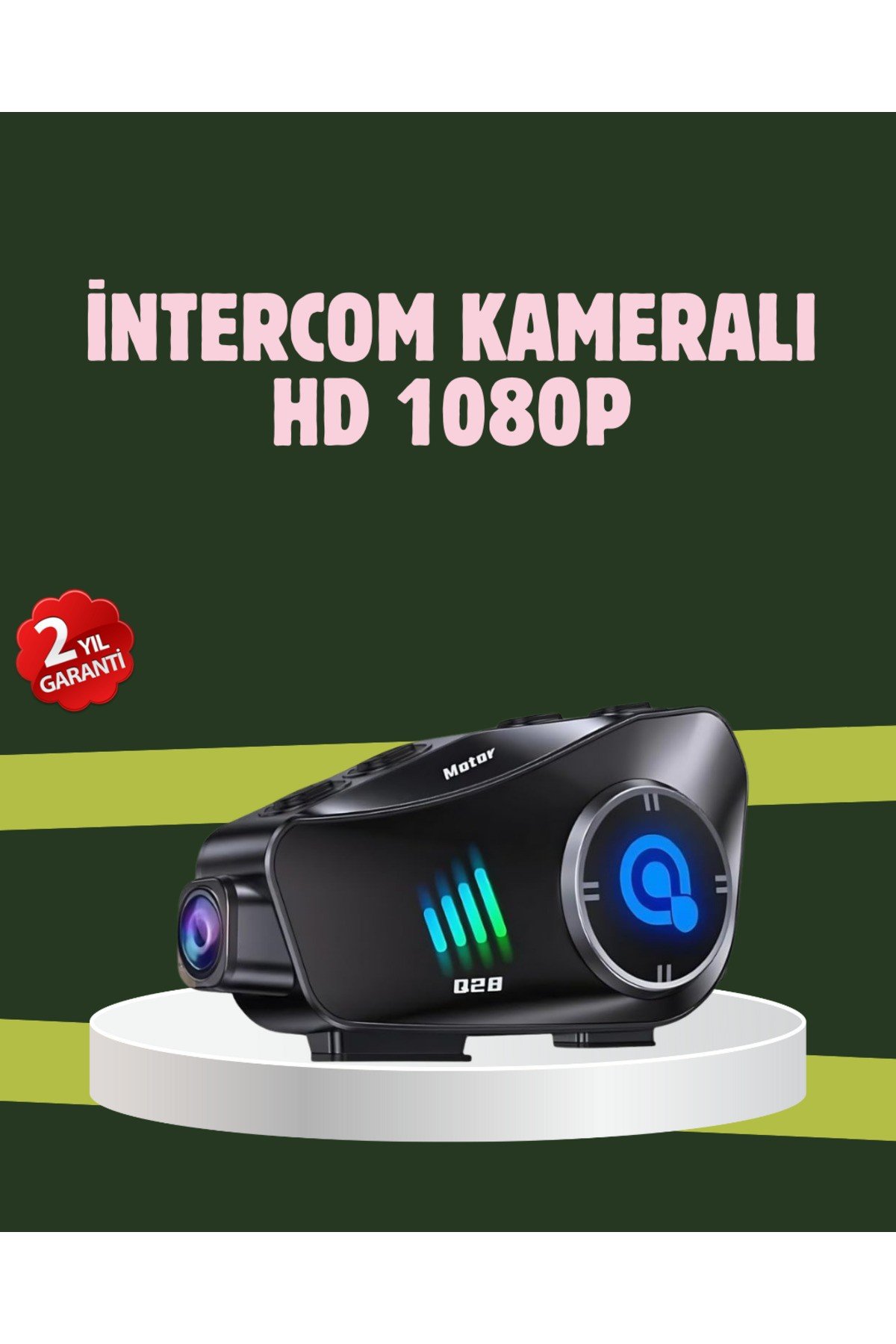 Q28 Full HD Kameralı Motosiklet Kask Kulaklığı – 45 Saat Müzik, IPX6 Su Geçirmez