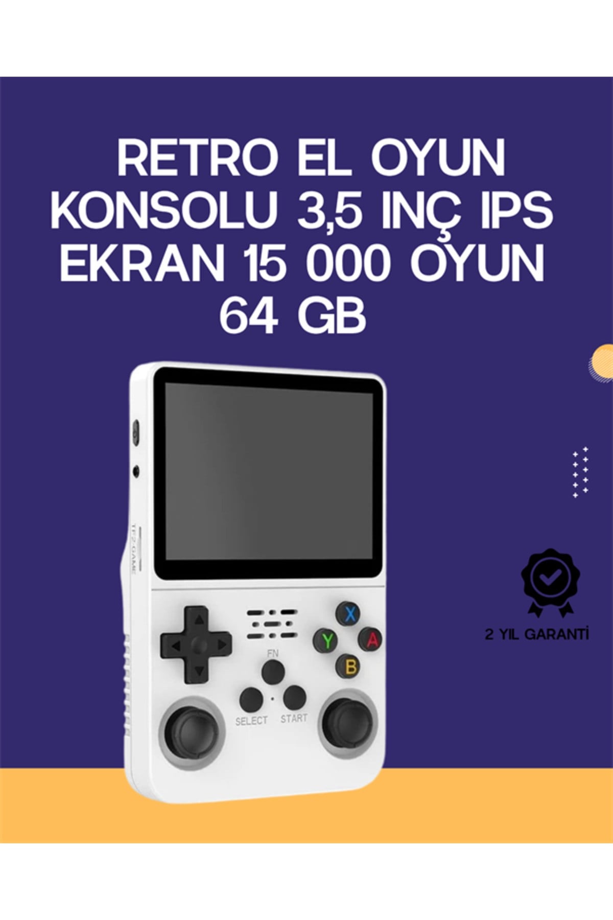 R36S Retro El Konsolu 64 GB – 15.000 Oyun, Geniş Platform Desteği, 3.5” IPS Ekran
