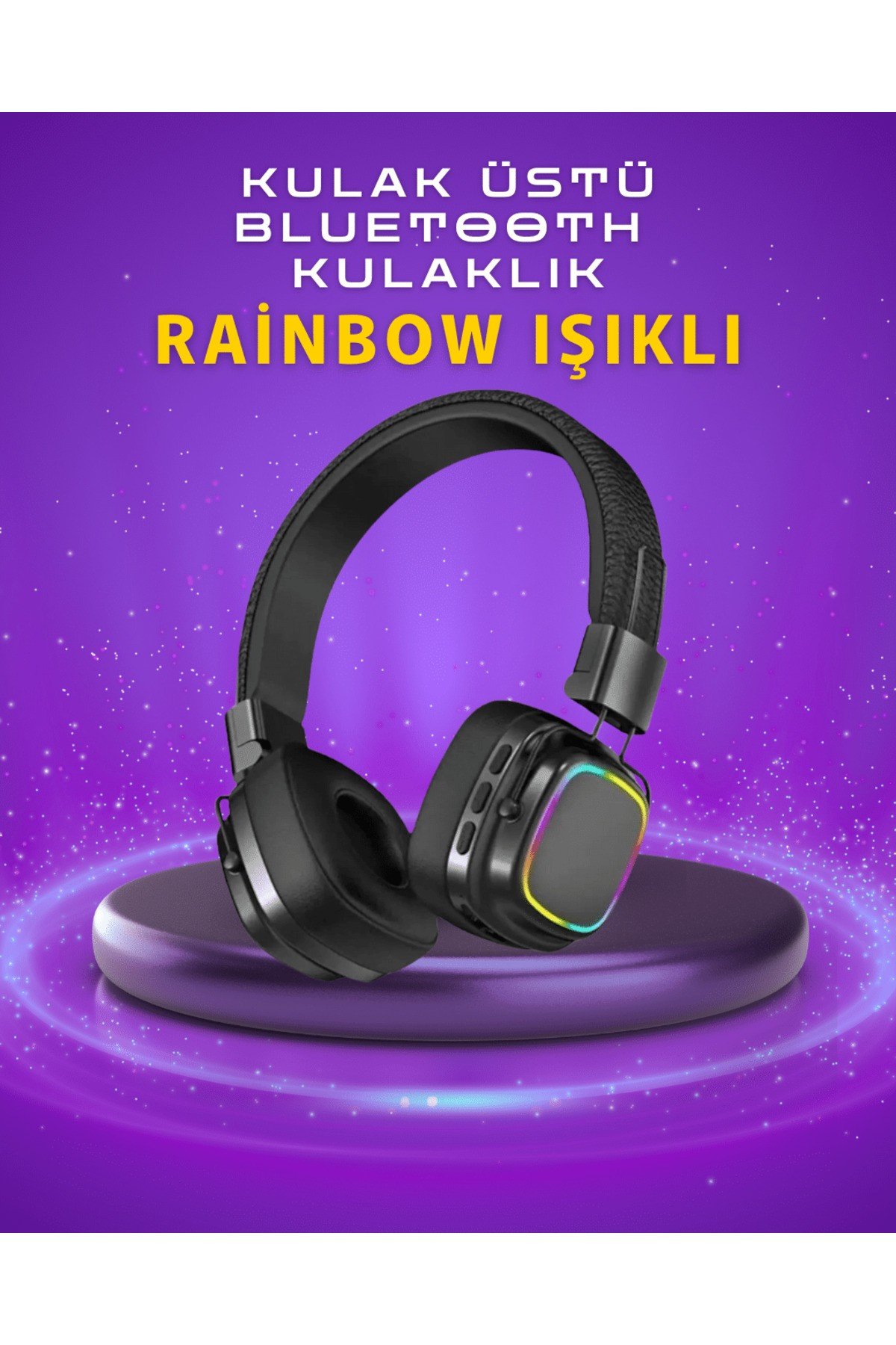 Renkli Işık Efektli Bluetooth 5.3 Müzik Kulaklığı