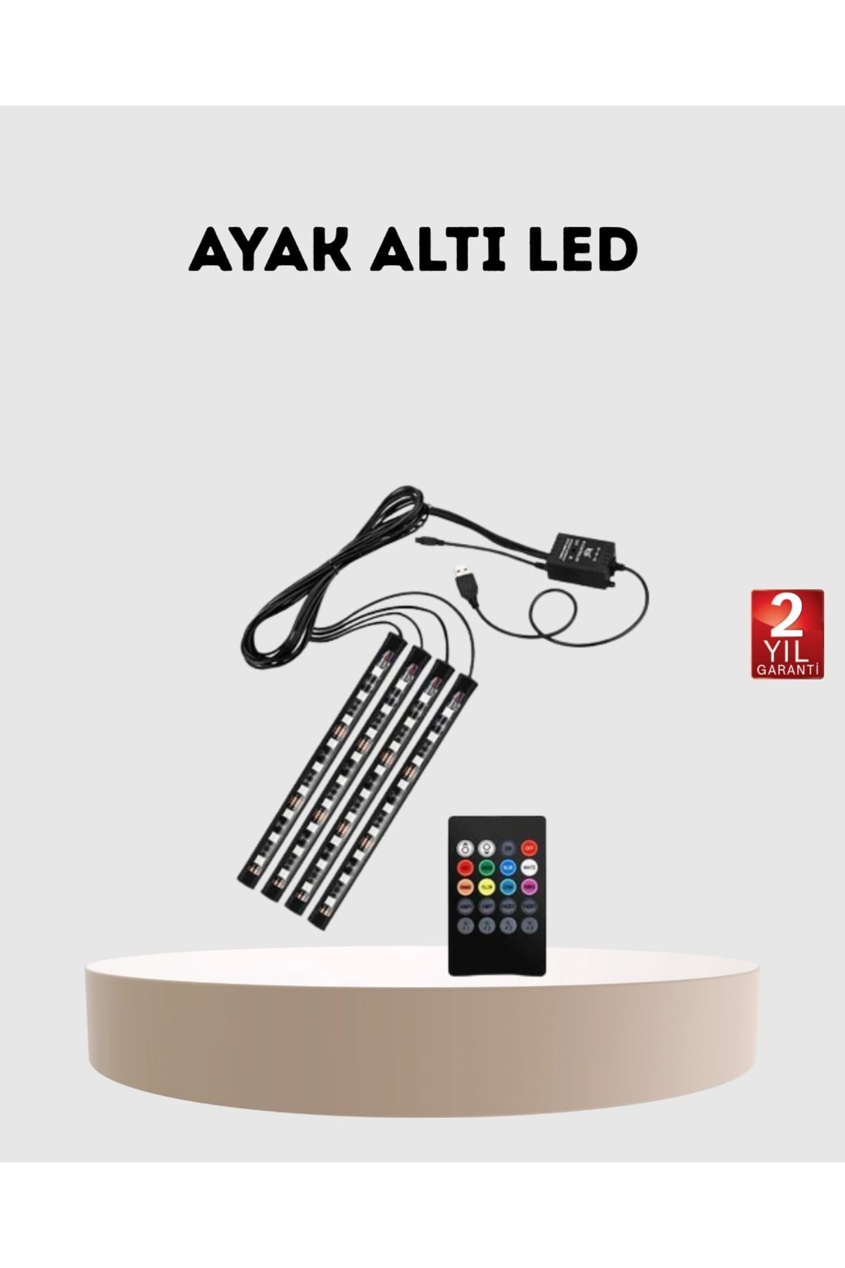 RGB Araç İçi LED Aydınlatma 12V 48 LED Müzik Kontrollü 4 Şerit Set