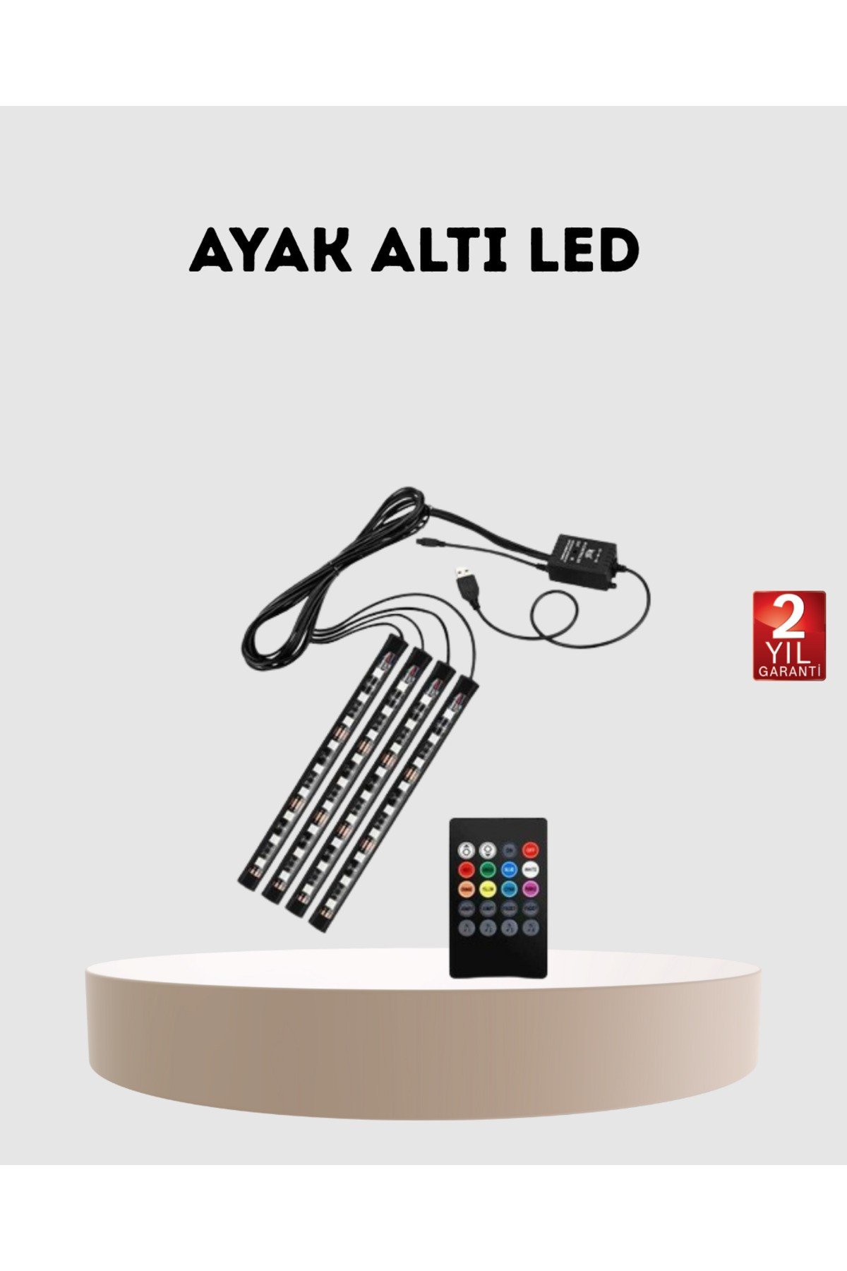 RGB Araç İçi LED Aydınlatma 12V 48 LED Müzik Kontrollü 4 Şerit Set