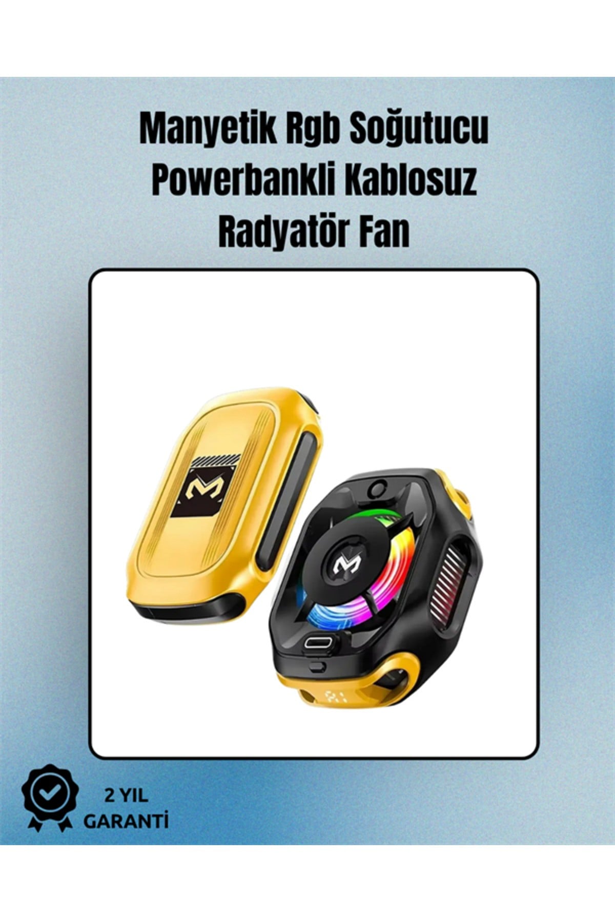 RGB Işıklı Girdap Fanlı Mobil Soğutucu | Manyetik Montaj | Type-C Girişli