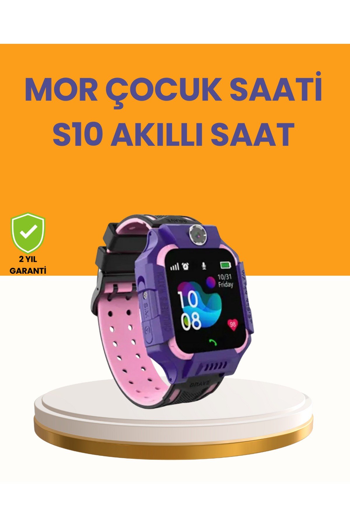 S10 Mor Akıllı Çocuk Saati Konum Takip ve Güvenlik Özellikli