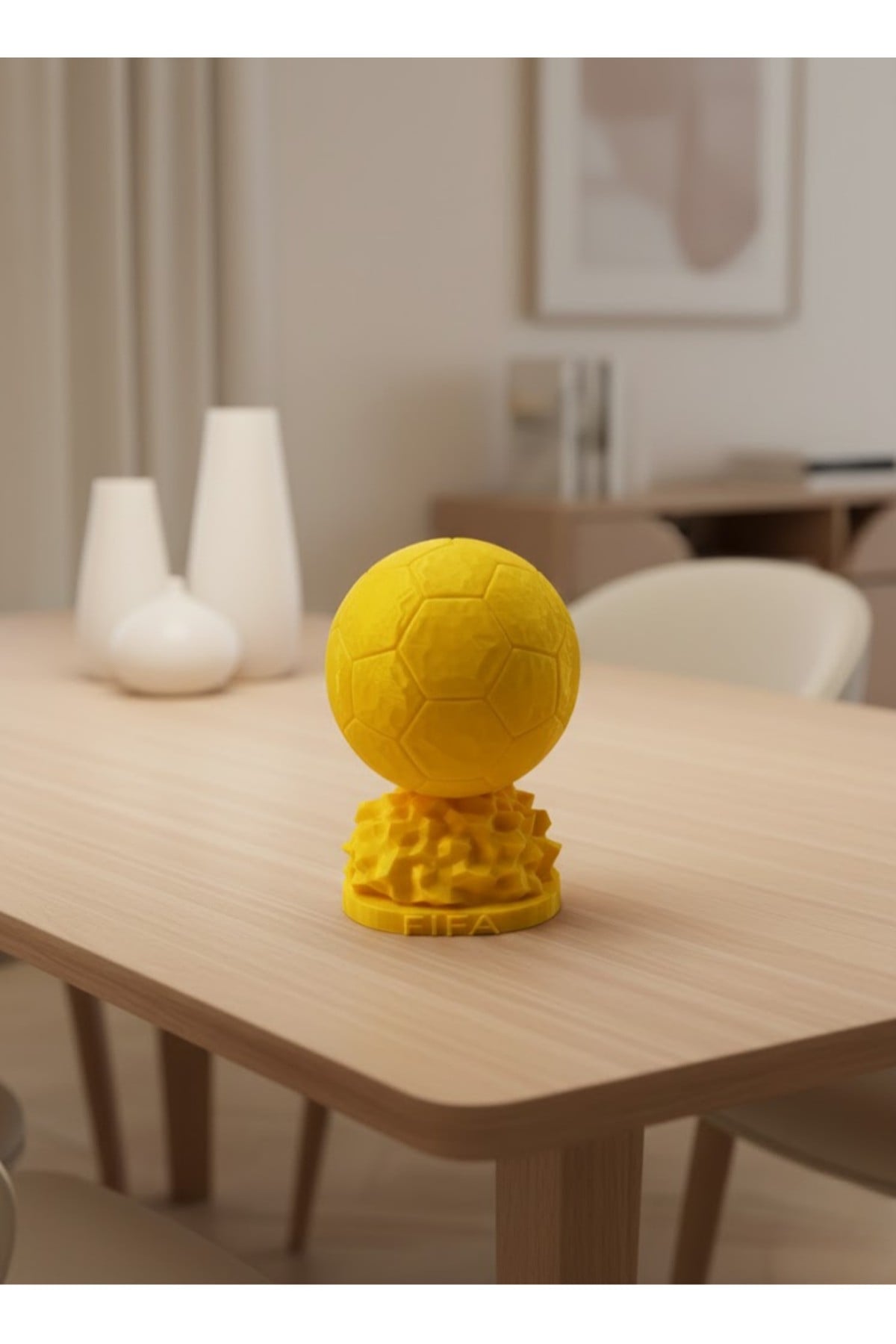 Sarı FIFA Topu Dekoratif Biblo 10cm Modern Masa Üstü Aksesuar