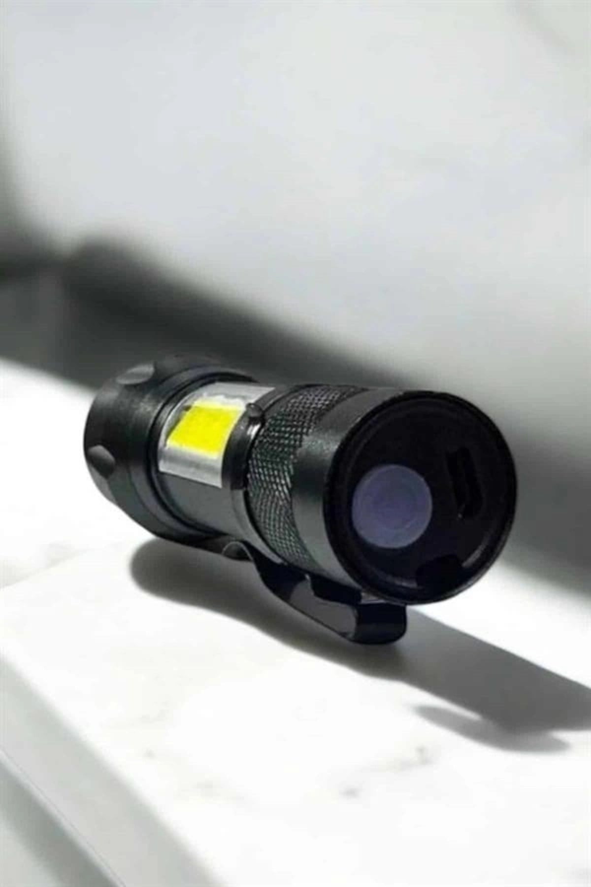 Şarjlı Metal Zoomlu El Feneri Işıldak Led Işık Taşınabilir El Lambası