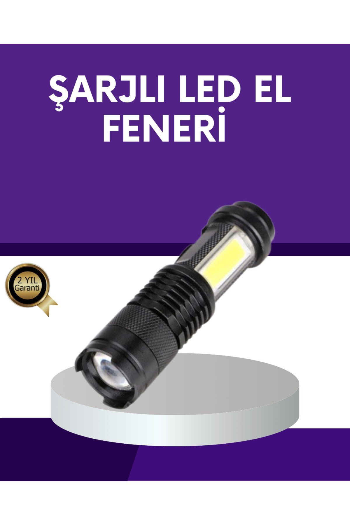 Şarjlı Mini LED El Feneri 2000 Lümen Su Geçirmez