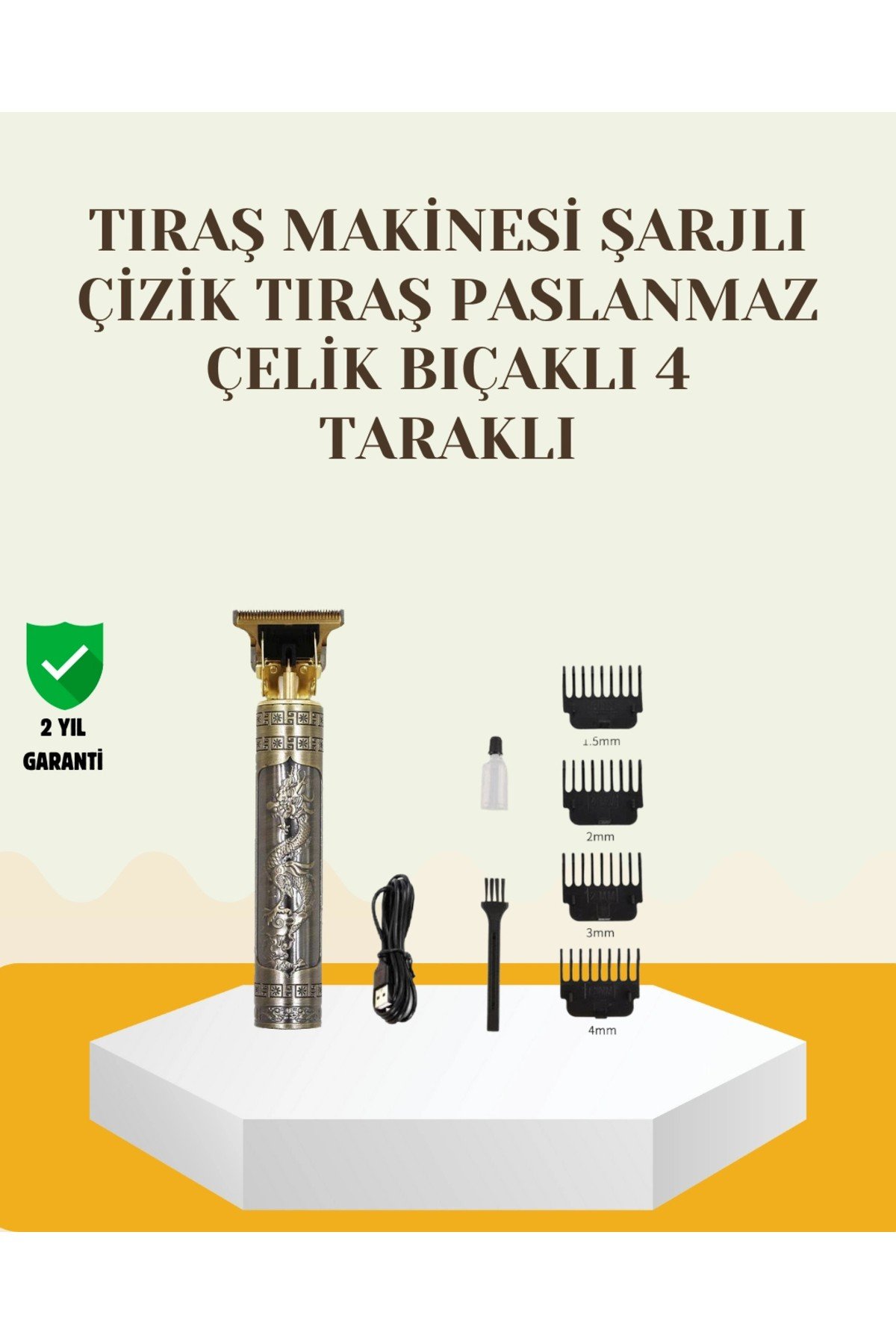 Şarjlı Titanyum Bıçaklı Saç ve Sakal Kesme Makinesi