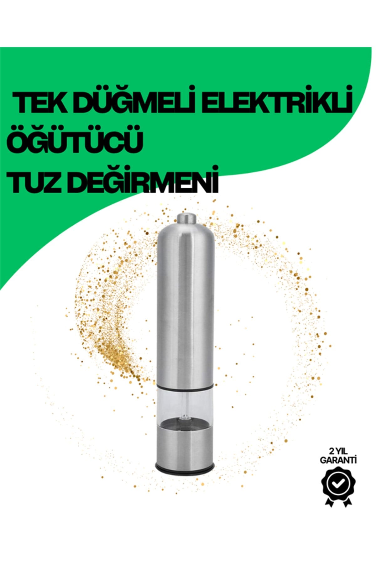 Şeffaf Hazneli Elektrikli Tuz Karabiber Öğütücü Pilli Taşınabilir Mutfak Aleti