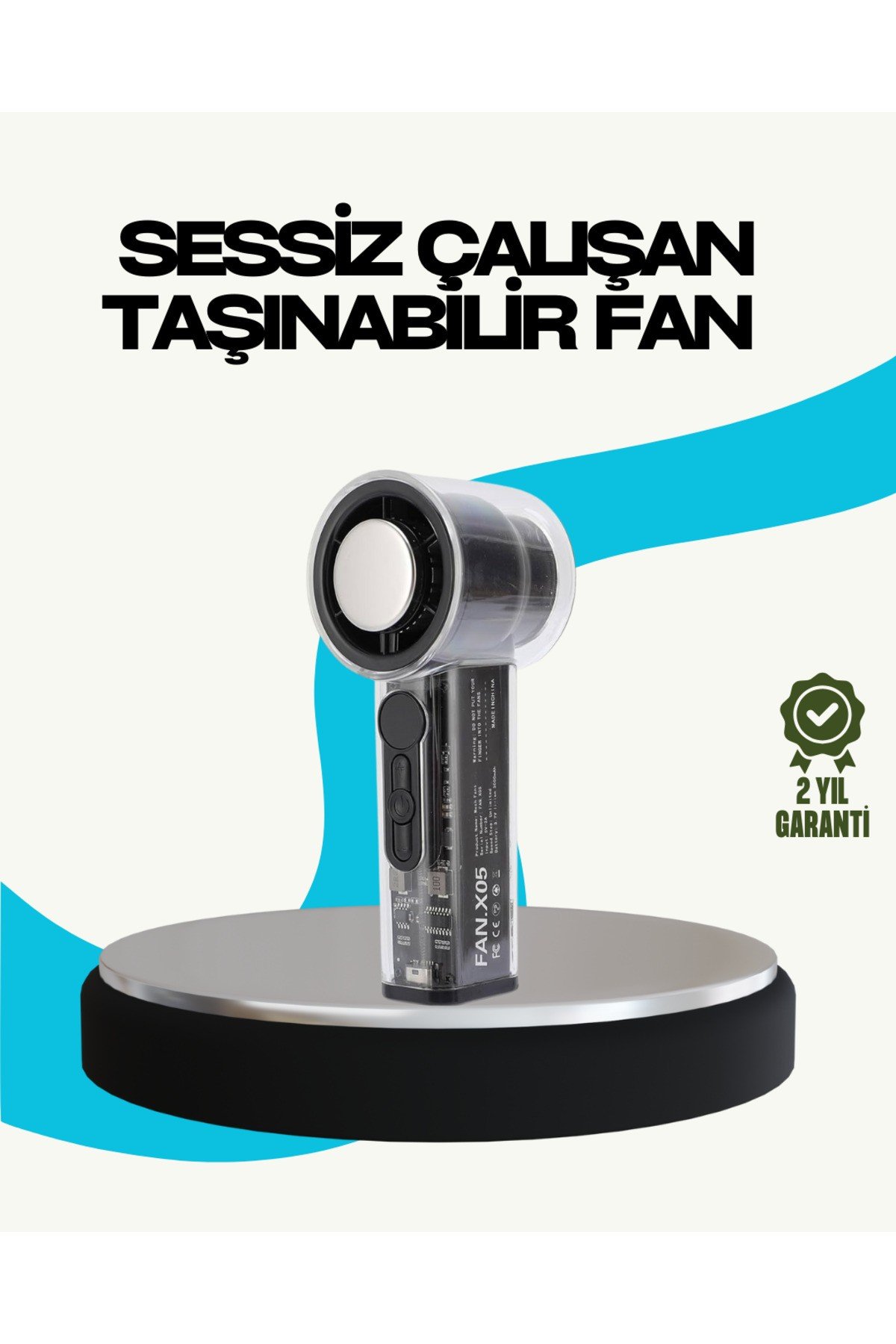 Sessiz Çalışan Taşınabilir Fan | USB Şarjlı ve Kompakt Tasarım