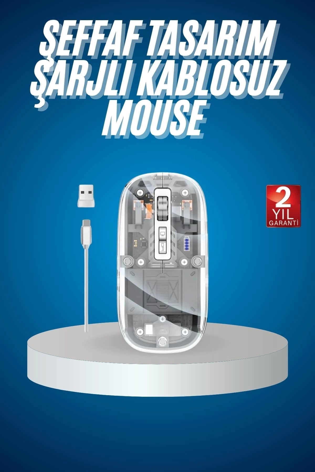 Sessiz Tıklama Çift Modlu Bluetooth Ve Alıcı Şeffaf Mouse Fare Azrlya-KR-RS34