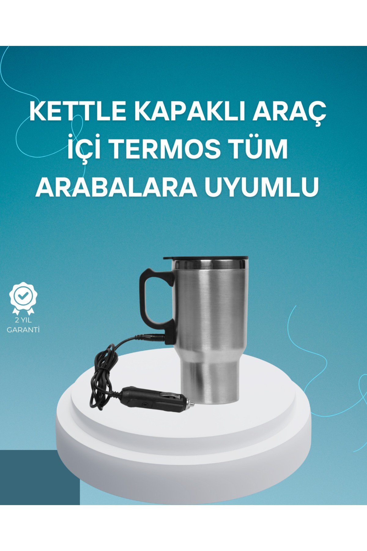 Seyahat Tipi Araç Çakmaklı Isıtıcı Çelik Termos Bardak
