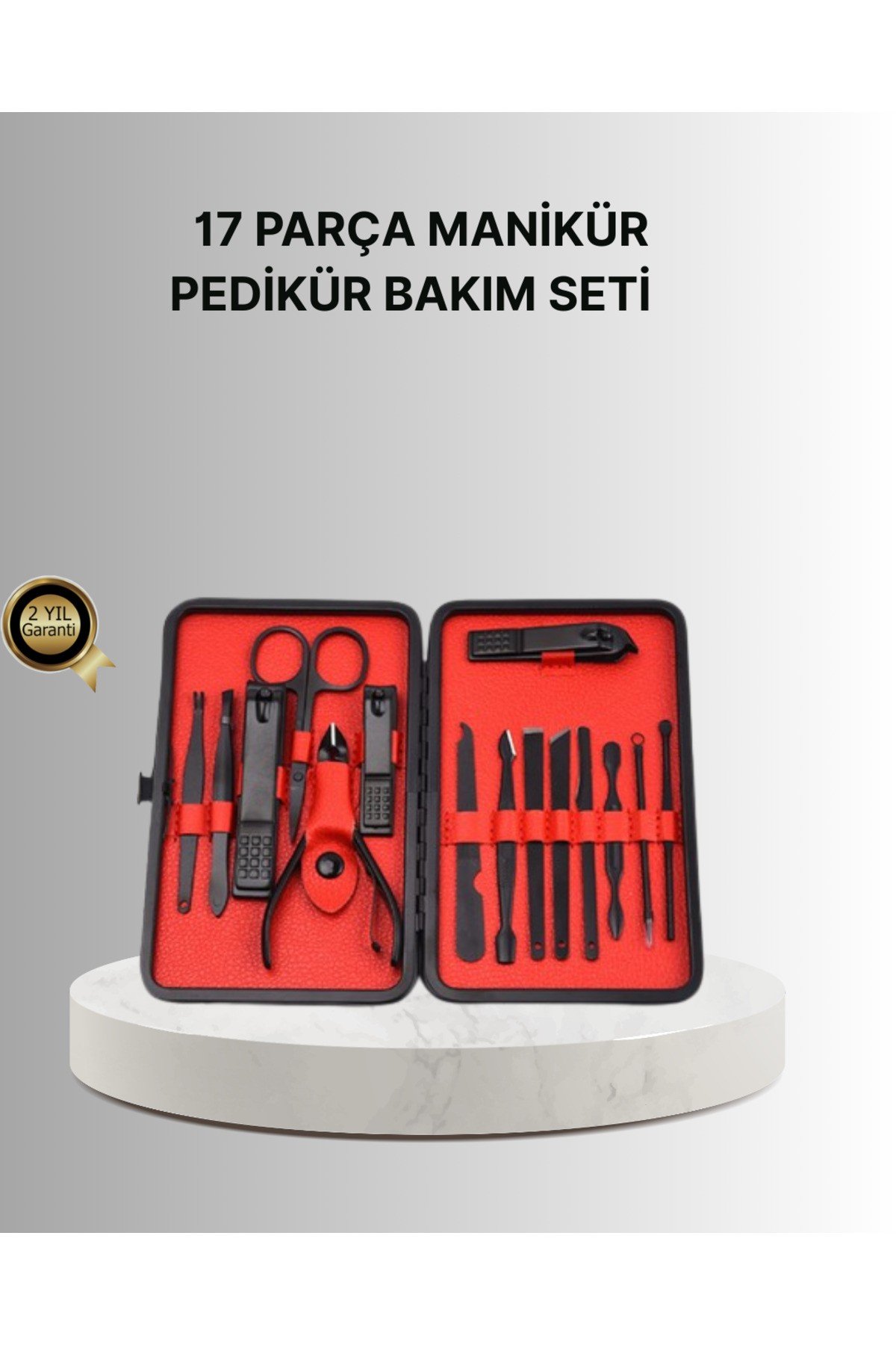 Şık Kutu Tasarımlı 17 Parça Manikür Pedikür Seti Dayanıklı ve Hijyenik