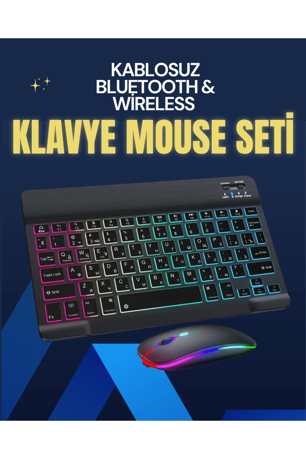 Şık ve Sessiz Tasarımlı Işıklı Klavye Mouse Seti – Şarjlı, Wireless