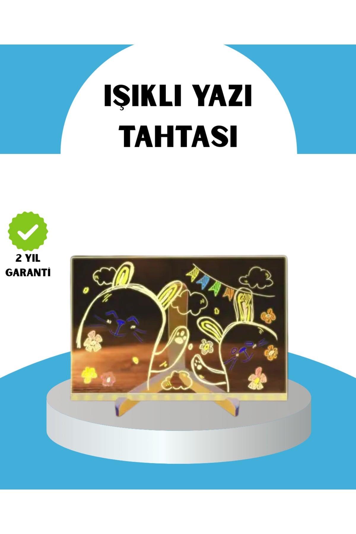 Silinebilir LED Mesaj Tahtası 7 Renkli Kalem Dahil