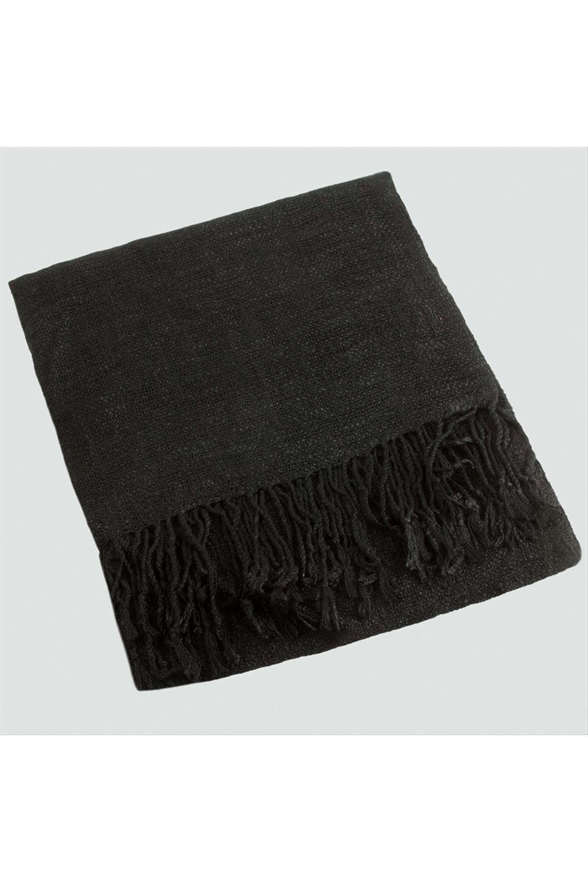 Siyah Renkli Keten Şal 50*165