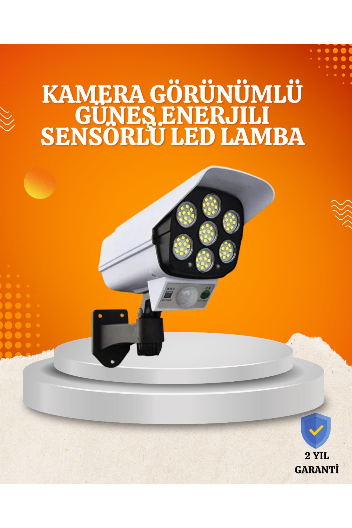 Solar Şarjlı Hareket Sensörlü LED Dış Mekan Lambası Kamera Tasarımlı Güvenlik Işığı