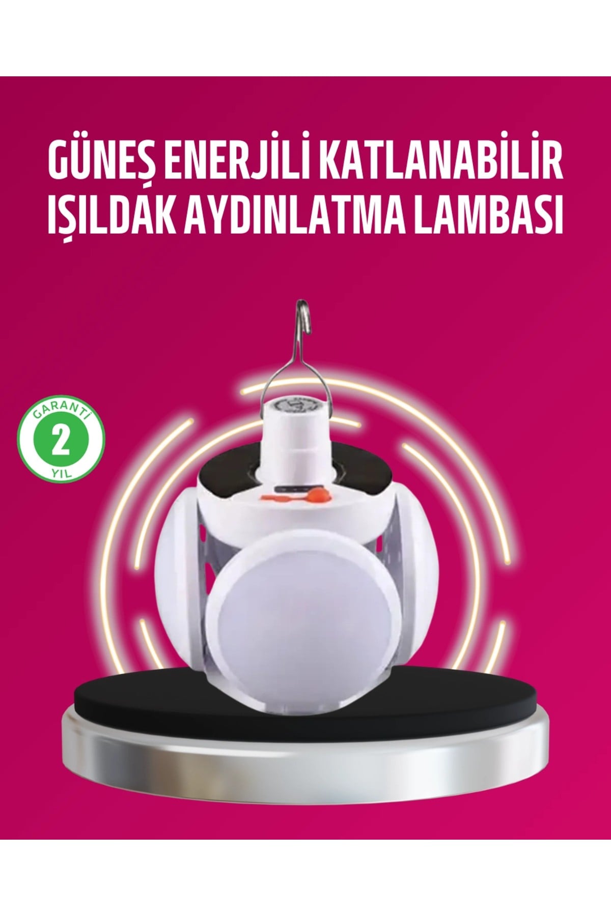 Solar ve USB Şarjlı Su Geçirmez Katlanabilir LED Lamba