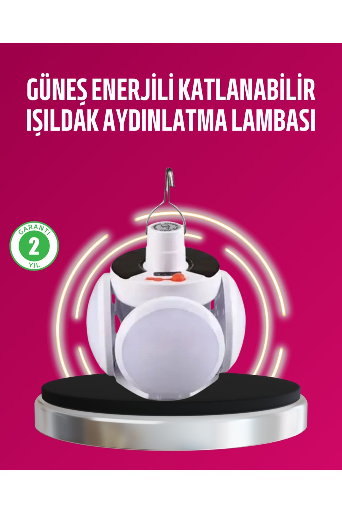 Solar ve USB Şarjlı Su Geçirmez Katlanabilir LED Lamba