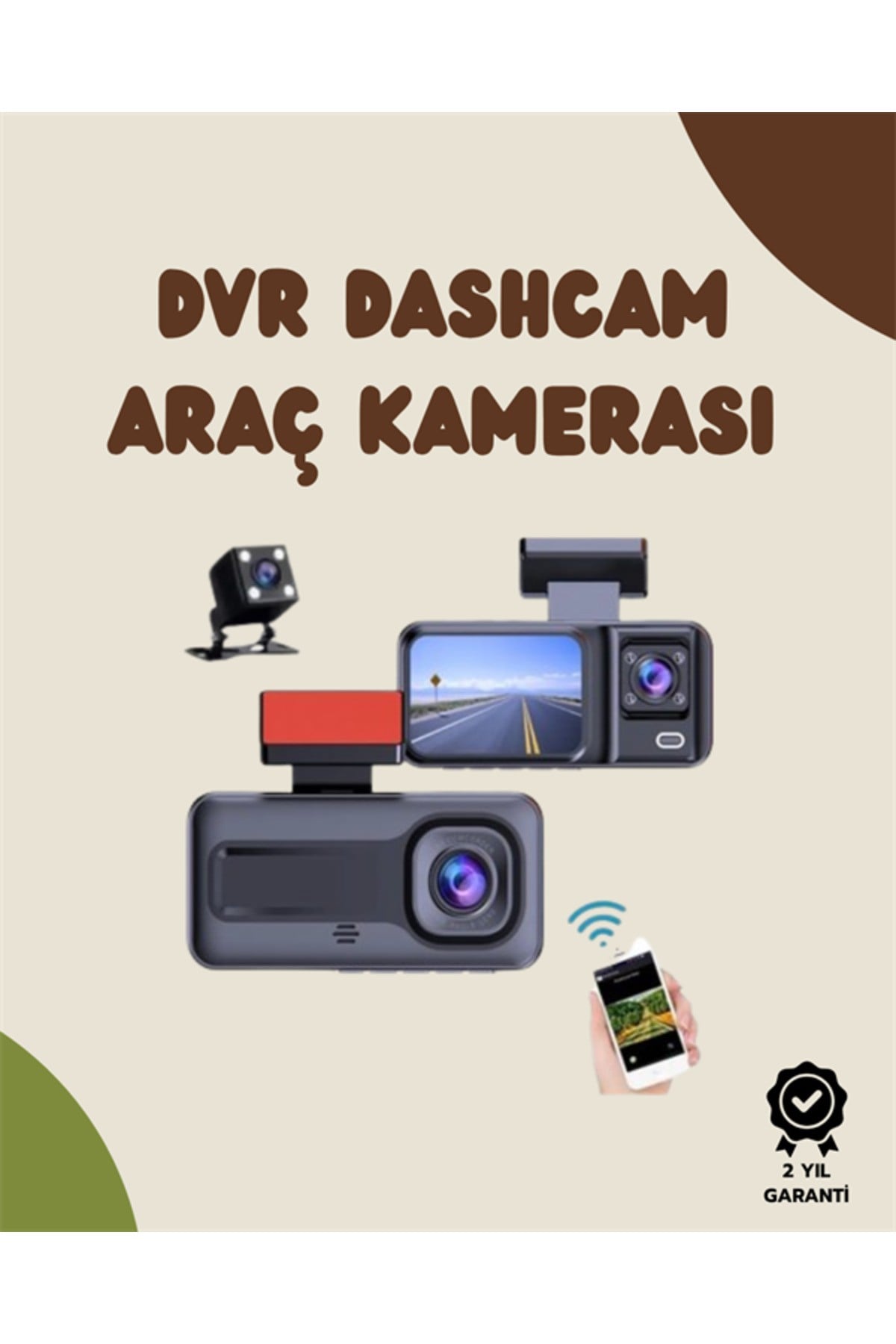 Sürüş ve Park Halinde Kesintisiz Güvenlik İçin 3 Kameralı Profesyonel Dashcam