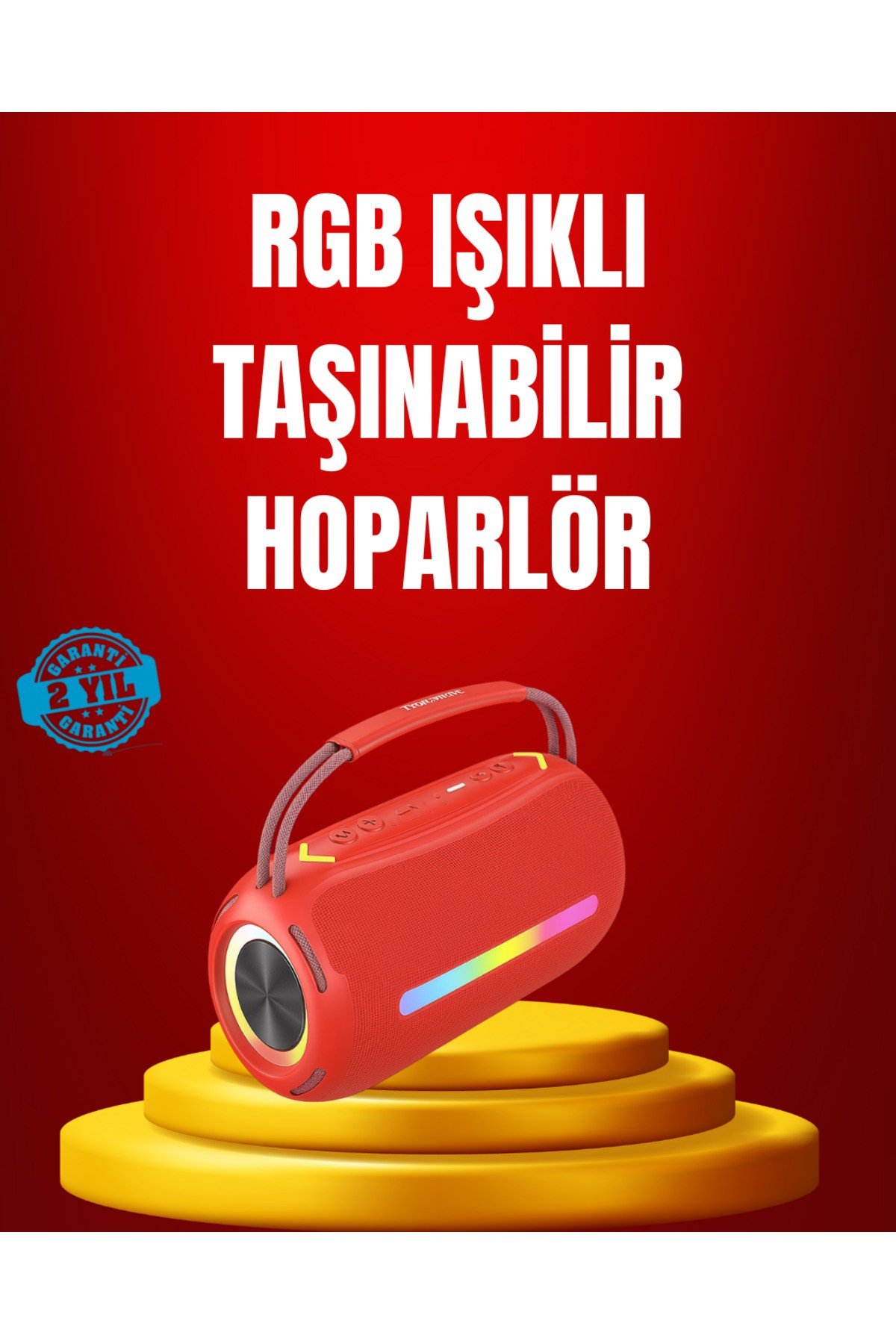 Suya Dayanıklı 20W RGB Hoparlör Bluetooth, USB, SD Kart ve AUX Girişli