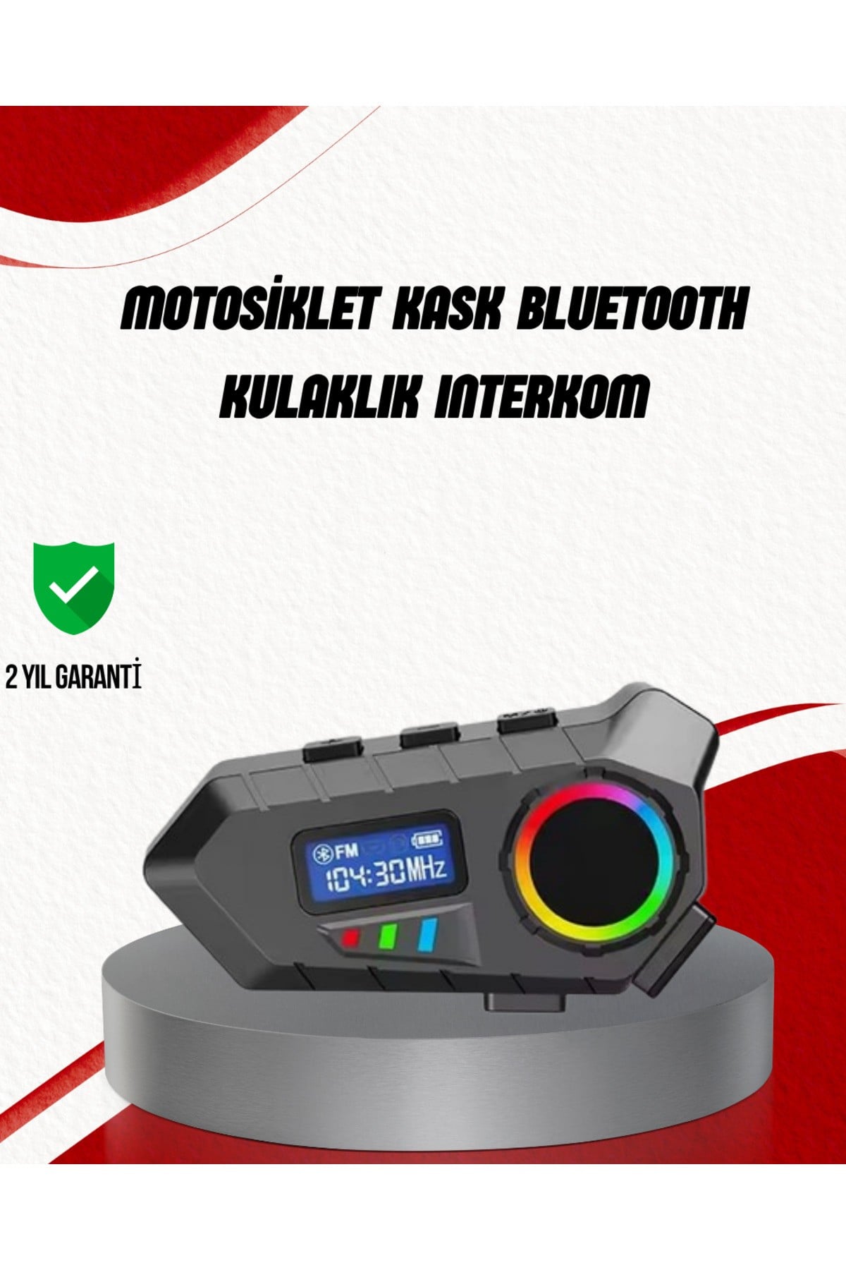 Suya Dayanıklı Bluetooth İnterkom 5.4 Hoparlör 500mAh Batarya ve FM Radyo Özellikli