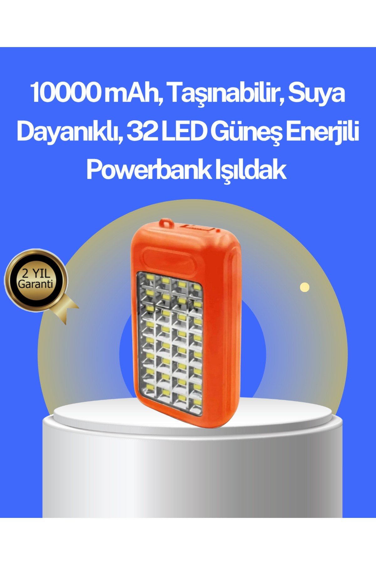 Suya Dayanıklı Güneş Paneli Destekli Powerbank ve Işıldak