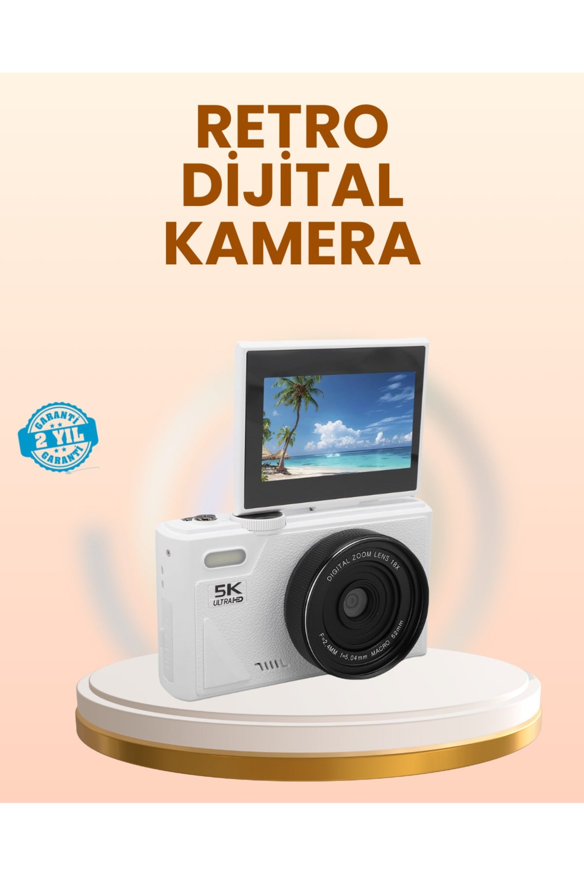 Taşınabilir 5K UHD Fotoğraf ve Video Kamera Otofokus WiFi