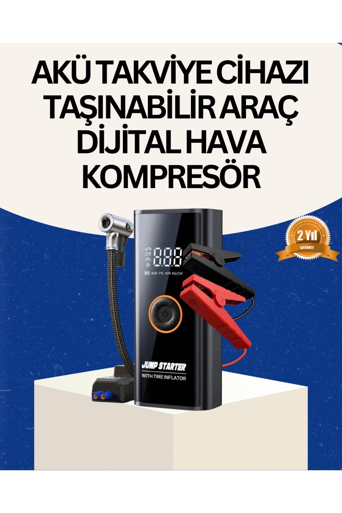 Taşınabilir Akü Takviye ve Akıllı Lastik Şişirme Pompası