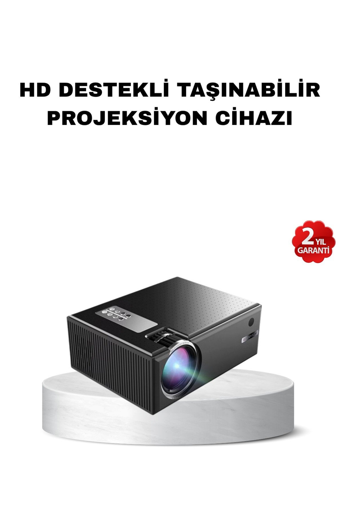 Taşınabilir Full HD Projeksiyon Cihazı Yüksek Parlaklık ve Geniş Bağlantı Seçenekli
