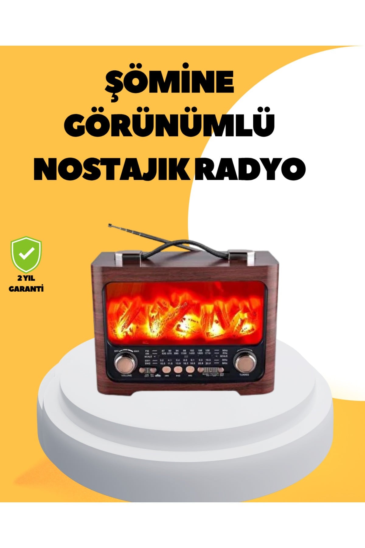 Taşınabilir Şömine Görünümlü Bluetooth Hoparlör – Solar Şarjlı Alev Iş - VOANFD4231-9