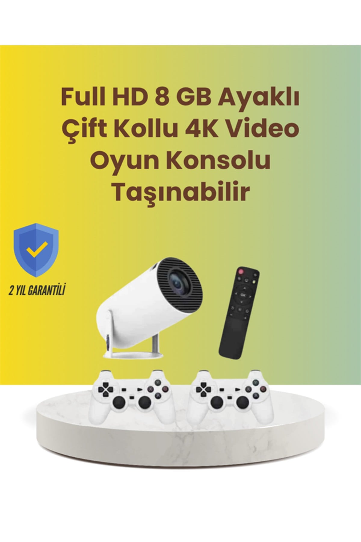 TÇift Kollu Tasarımlı Kablosuz Projeksiyon – 4K, 10.000 Oyun ve Smart App Desteği