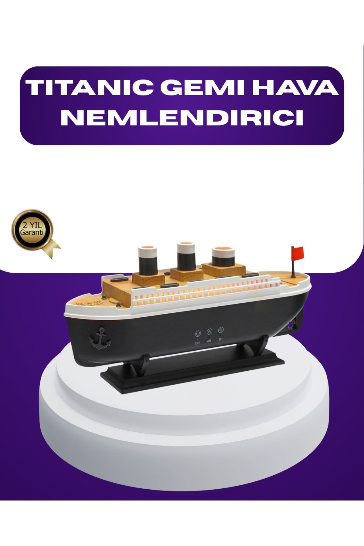 Titanik Gemi Tasarımlı LED Işıklı Hava Nemlendirici Buhar Efektli Oda Difüzörü