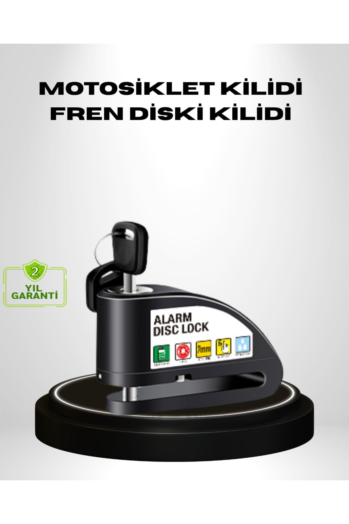 Titreşim Sensörlü Alarmlı Motosiklet Disk Kilidi 14mm Çelik Çift Kilitleme