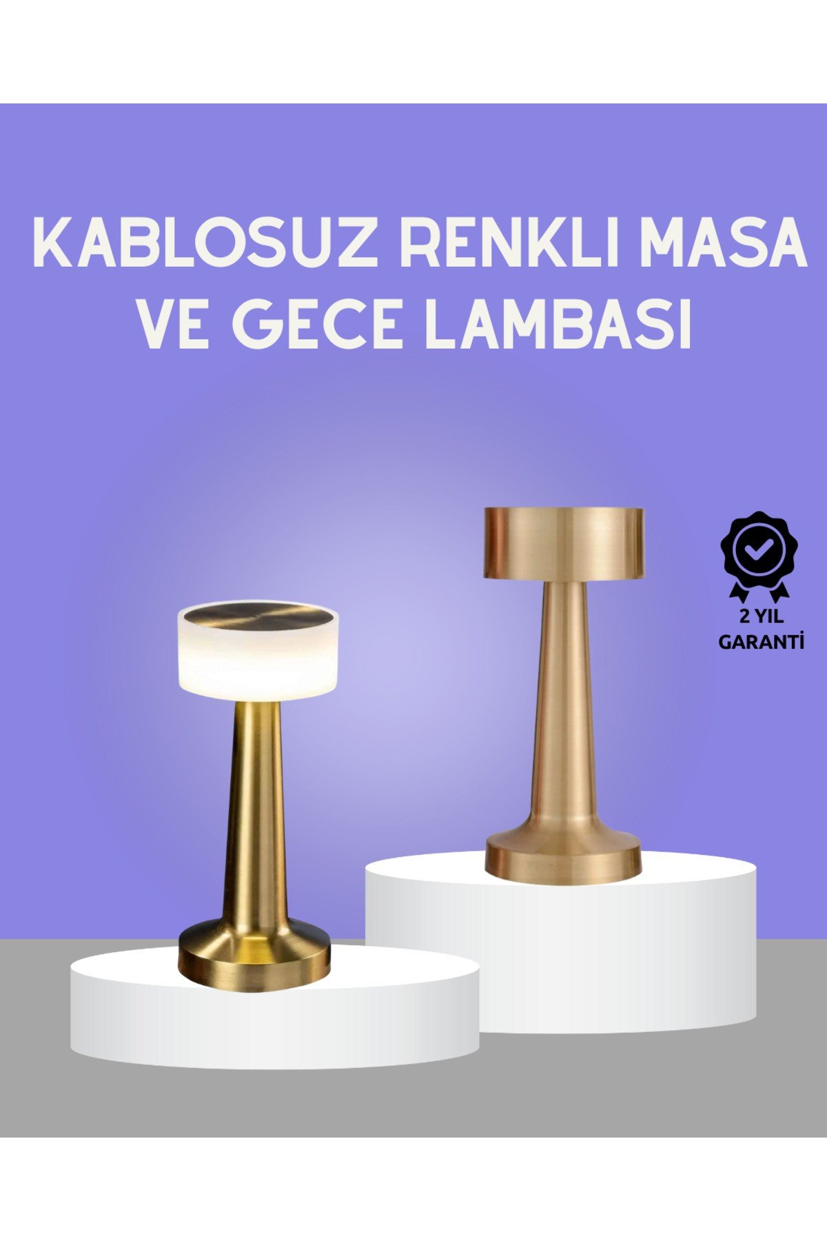 Touch Gece Lambası – Dokunmatik Kontrol, Kablosuz Kullanım, Metal Gövde