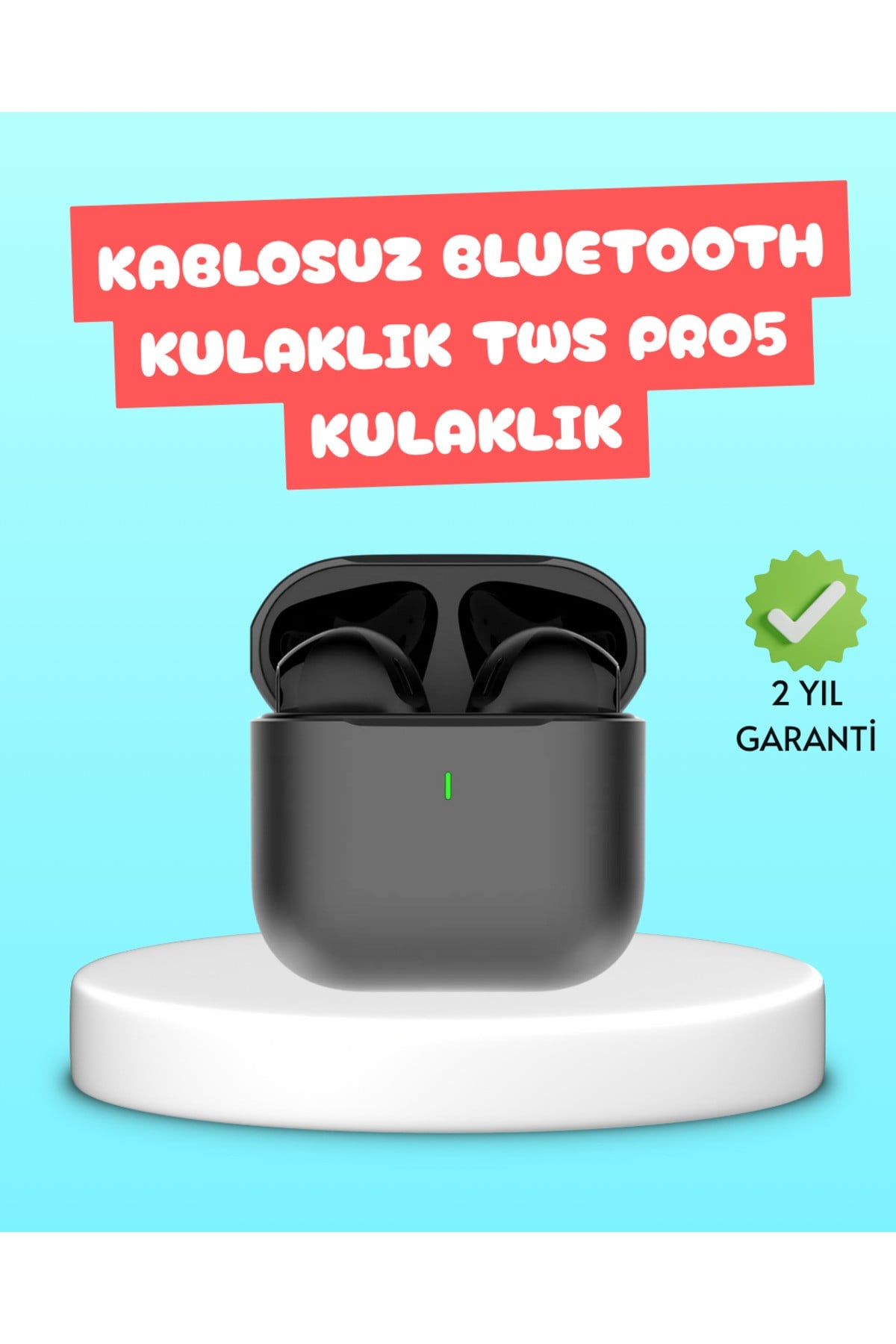 TWS Pro 5 Bluetooth Kulaklık – Kablosuz ve Şarj Kutulu Tasarım