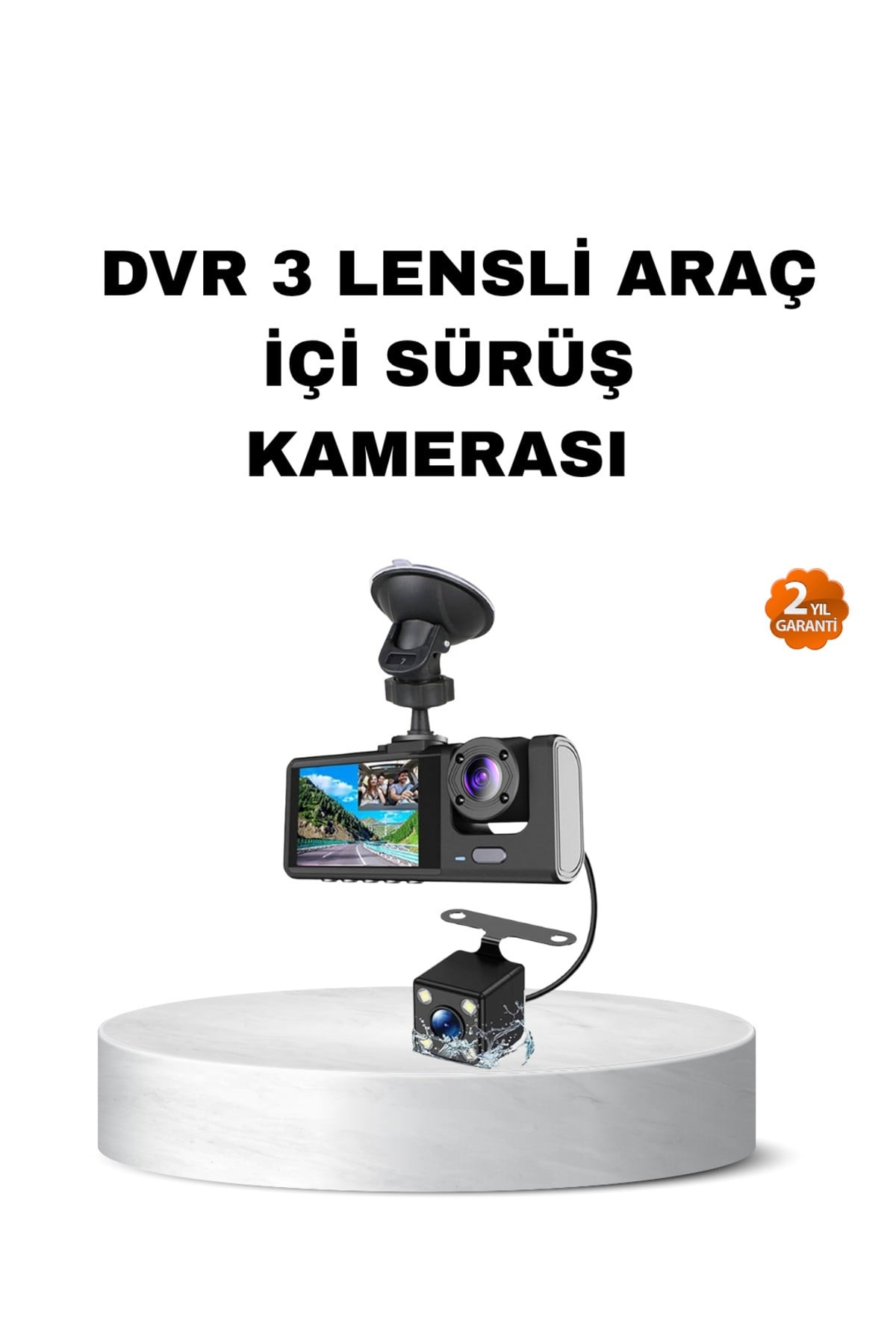 Üç Kameralı Araç İçi Kayıt Sistemi Full HD Gece Görüşlü ve G-Sensör Destekli