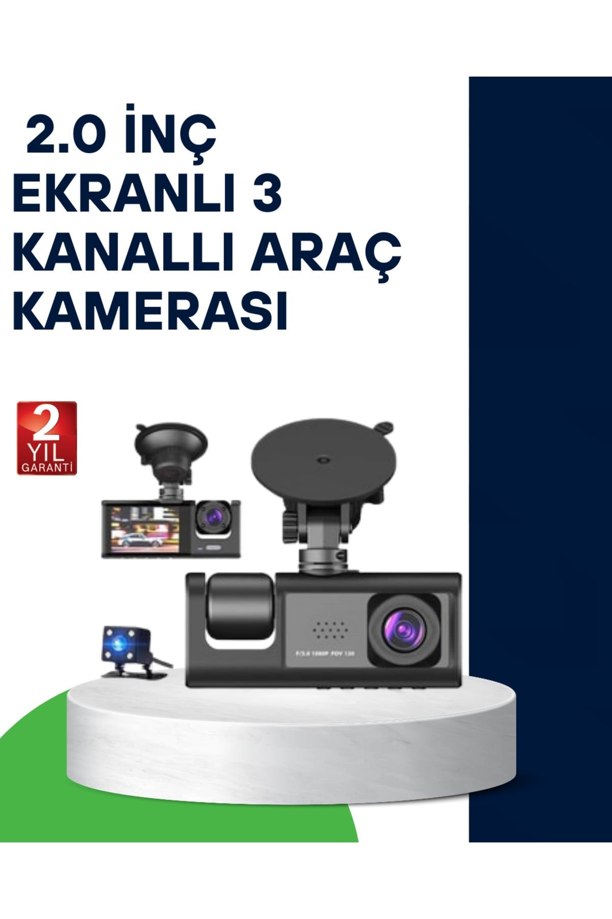 Üç Kameralı Araç Kamerası Full HD Gece Görüş G-Sensör
