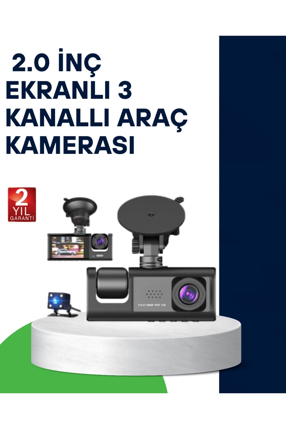 Üç Kameralı Araç Kamerası Full HD Gece Görüş G-Sensör