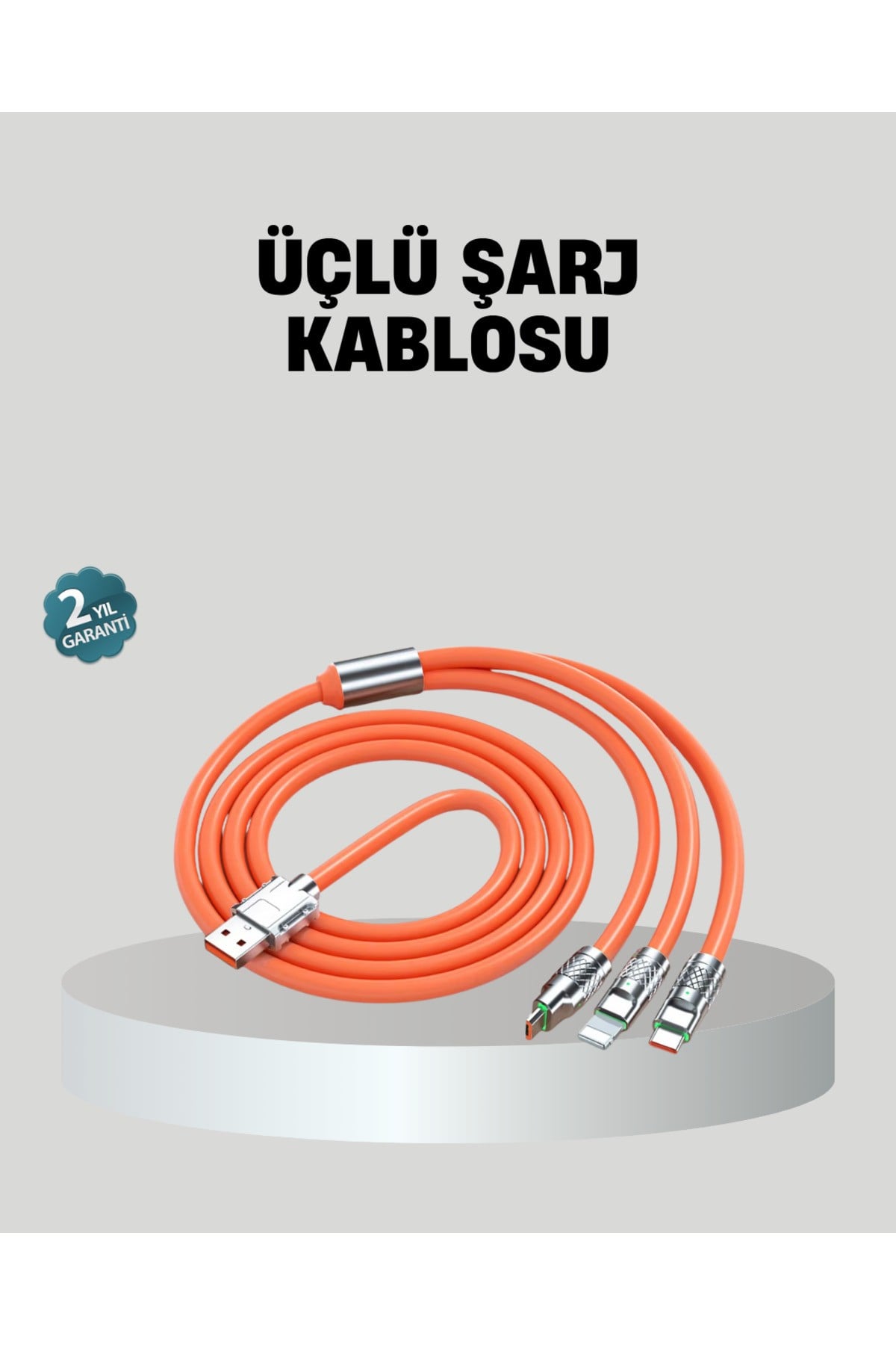 ÜÇLÜ Şarj Kablosu – Yüksek Hızlı, Dayanıklı ve Uzun Ömürlü