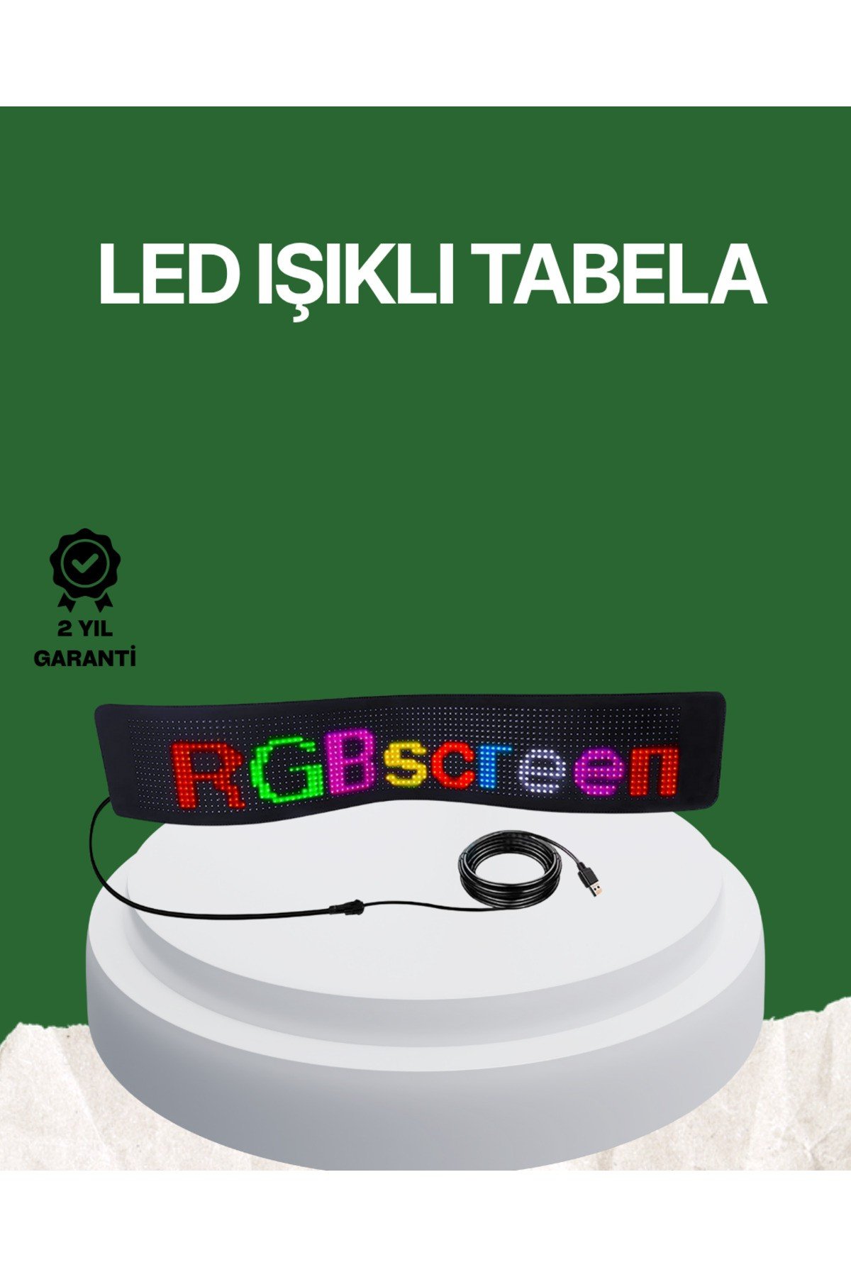 USB Girişli RGB LED Tabela Ayarlanabilir Parlaklık ve Kayan Yazı Özellikli
