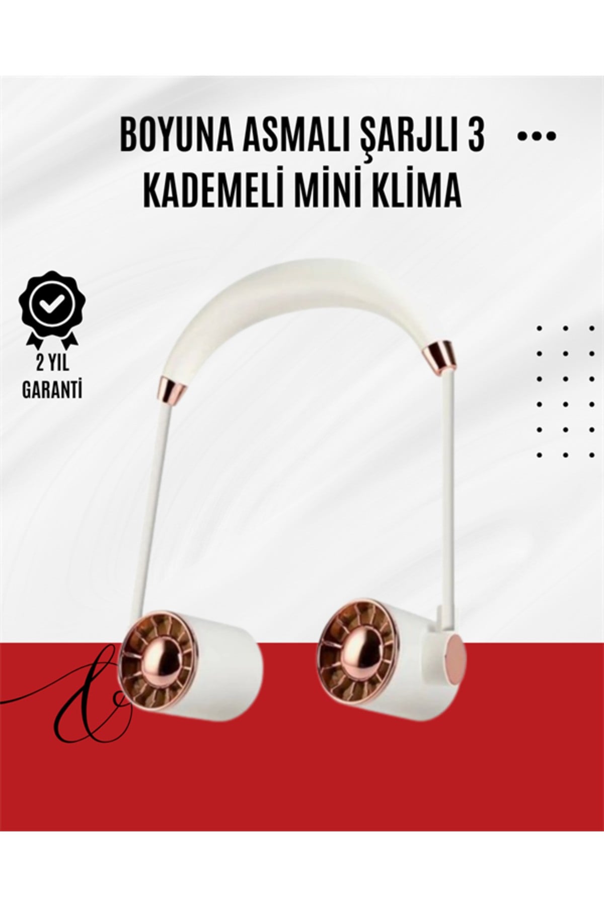 USB Şarjlı Katlanabilir Boyun Fanı | 3 Kademeli, Sessiz ve Taşınabilir Tasarım