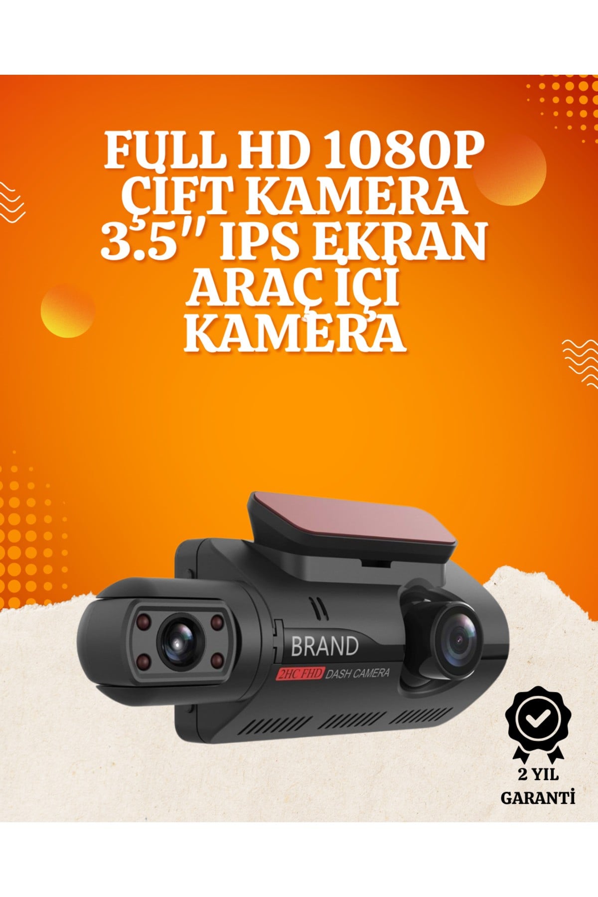 WiFi Destekli Araç Kamerası – 3 inç Ekran, 1080P Ön ve 720P İç Kamera