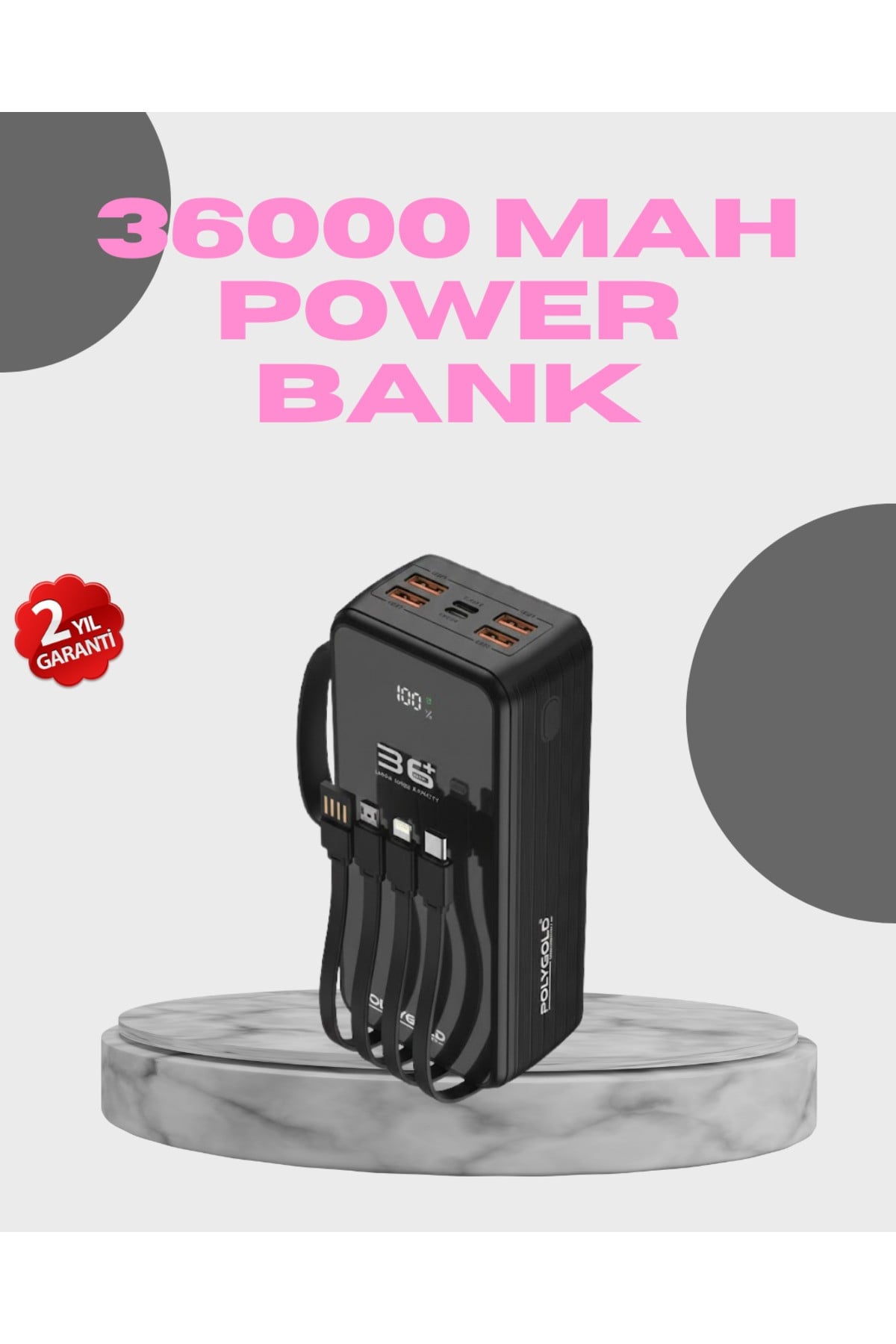 Yüksek Kapasiteli Powerbank Hızlı Şarj ve Kablosuz Destekli