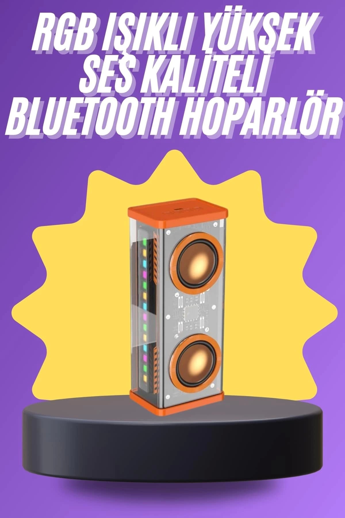 Yüksek Ses Kaliteli Kablosuz 5.0 Bluetooth Hoparlör RGB Işıklı
