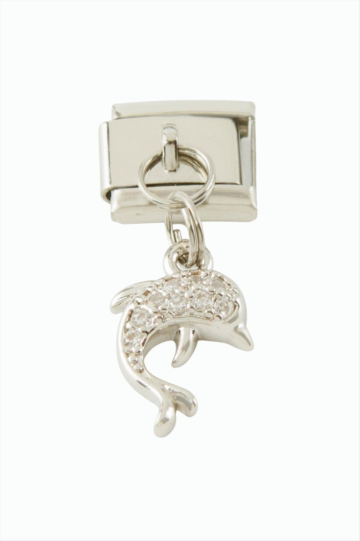 Yunus Zirkon Taşlı Sallatılı Çelik Charm