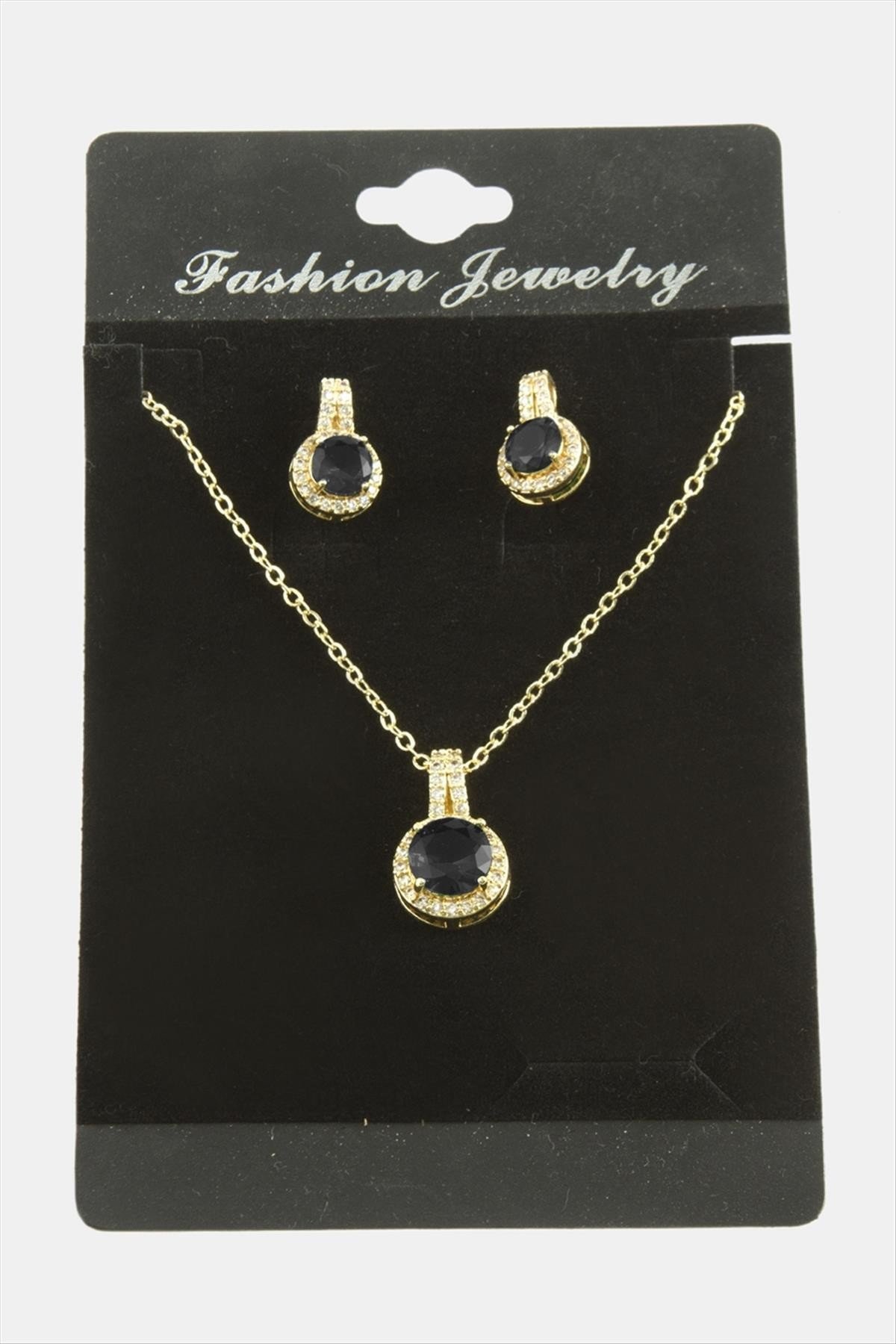 Yuvarlak Zirkon Taşlı Set Kolye